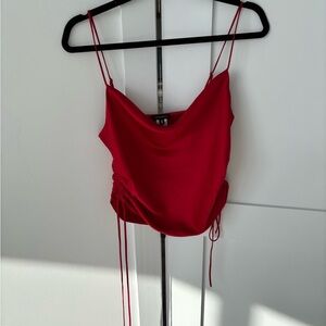 Red Ruched Side Ties Camisole